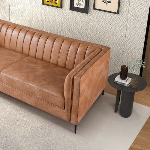 Angelina Midcentury Channel Tufted Sofa 84" (6 Colors)