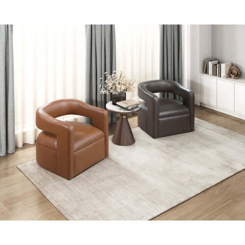 MCM Accent Faux Leather Swivel Chair (2 Colors)