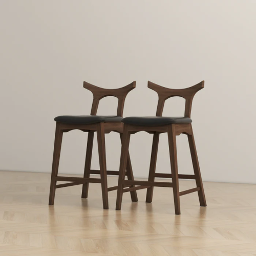 Sillas de bar Mid-Century modernas de madera maciza 'Hester' (juego de 2)