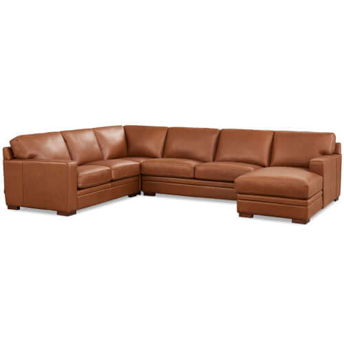 Dillon MCM Leather Chaise Corner Sectional 136"