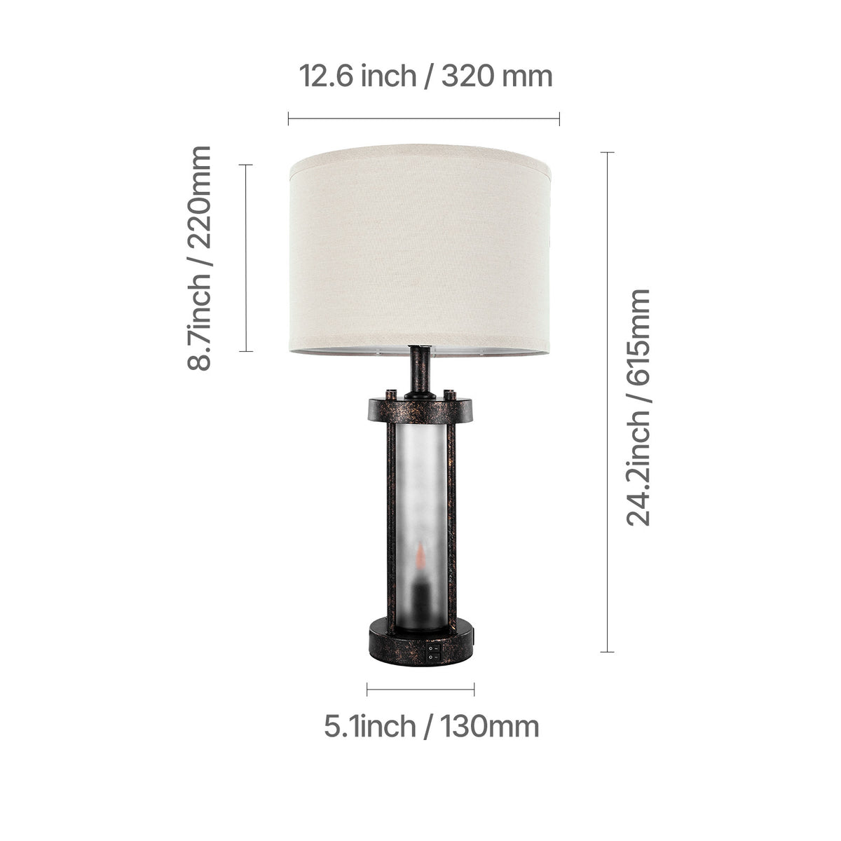 Tiago Farmhouse Table Lamp Set