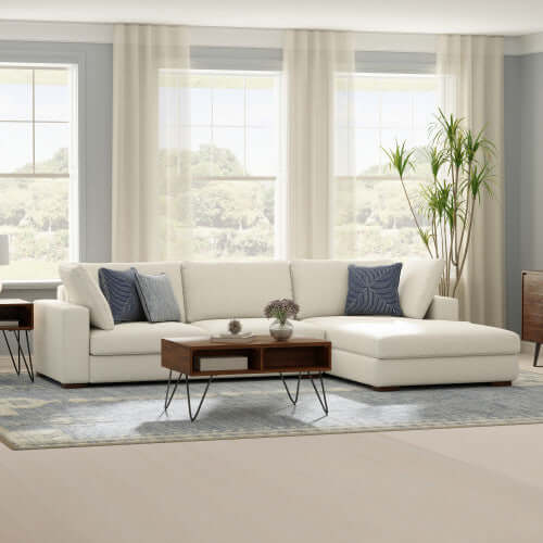 Charlie Modern Deep Seat Sectional Chaise Sofa 122"
