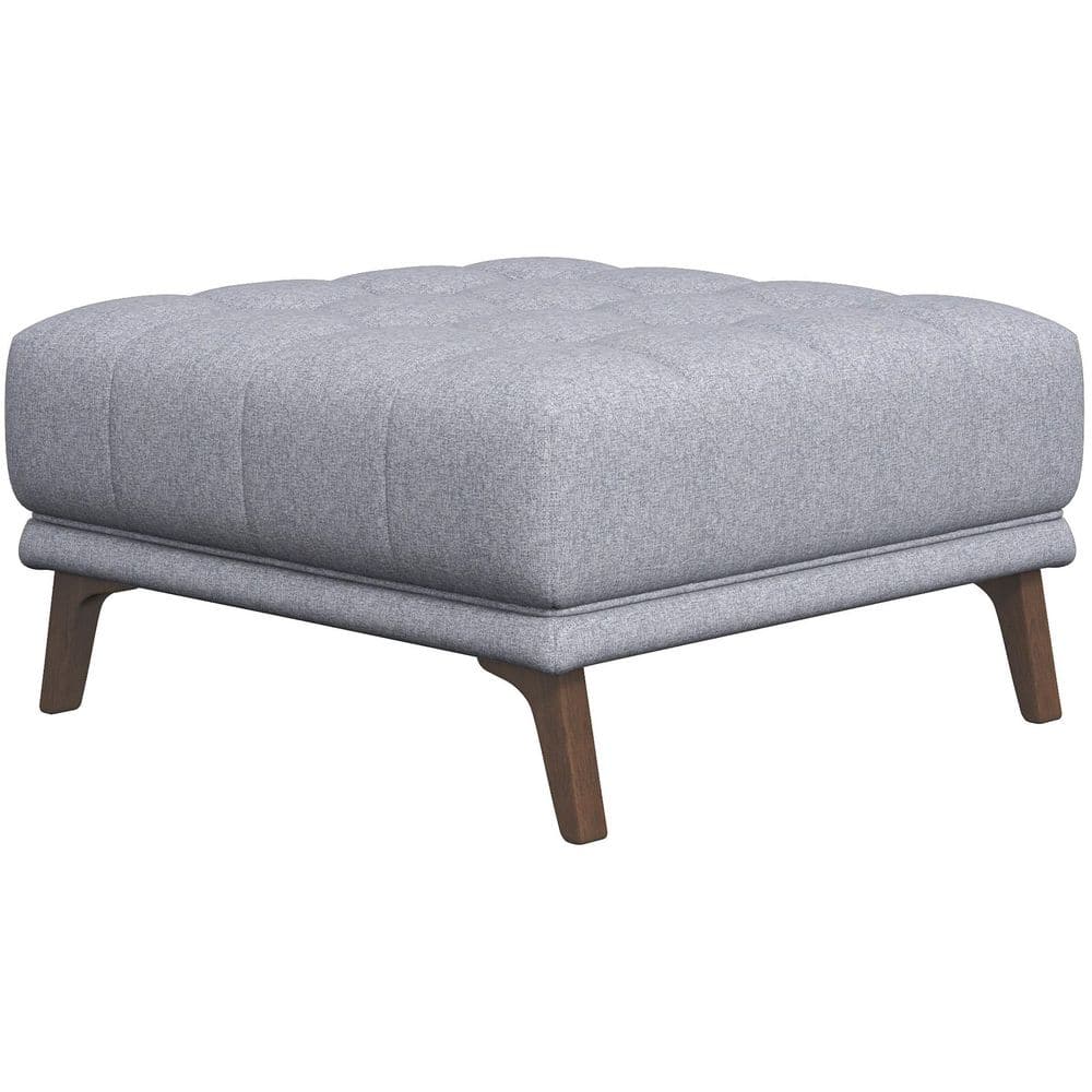 Addison MCM Tufted Square Ottoman 33" – Modern Upholstered Ottoman (Multiple Colors & Fabrics) in gray upholstery.