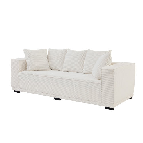 MCM Box Arm Corduroy Upholstered Sofa 89"