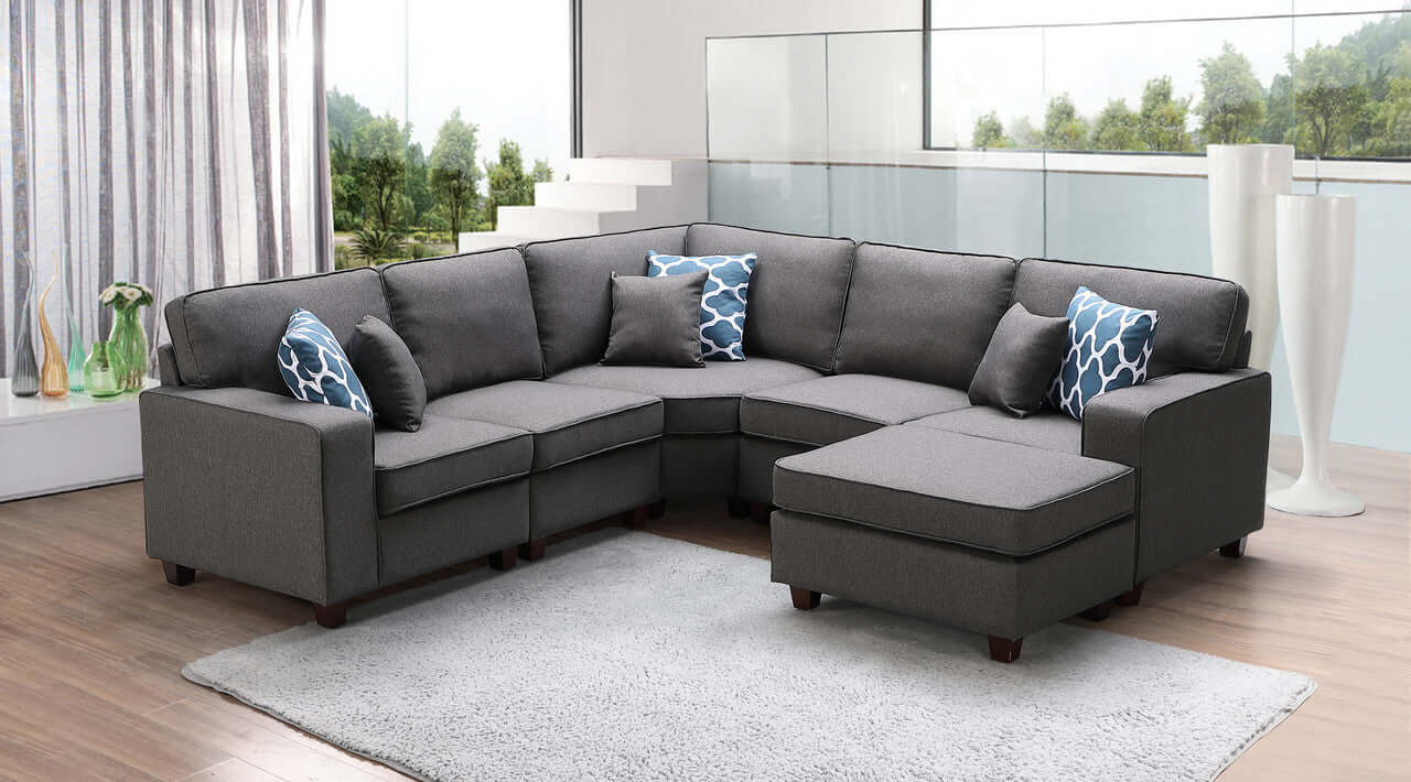 Sonoma Modular Linen Corner Sectional Sofa and Ottoman 98" - Revel Sofa