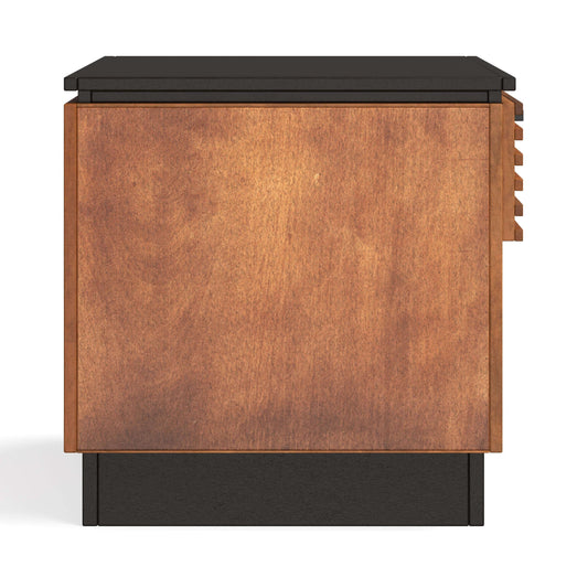 Graceland Slatted Solid Wood Side Table 1 Drawer, Black & Bourbon Finish 24" - Revel Sofa