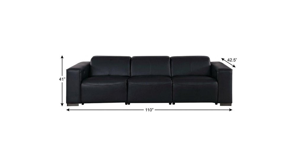 110" Top Grain Leather Power Reclining Sofa with USB Ports (3 Colors)