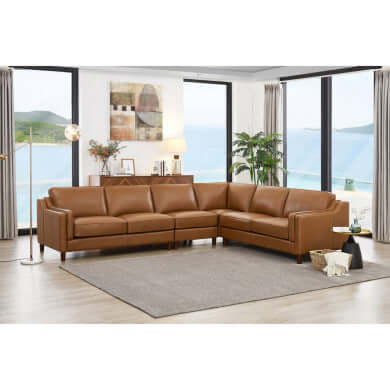 Bella MCM Genuine Leather Corner Sofa Sectional (2 Sizes)