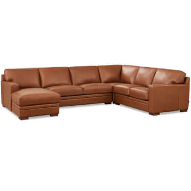 Dillon MCM Leather Chaise Corner Sectional 136"Dillon MCM Leather Chaise Corner Sectional 136"
