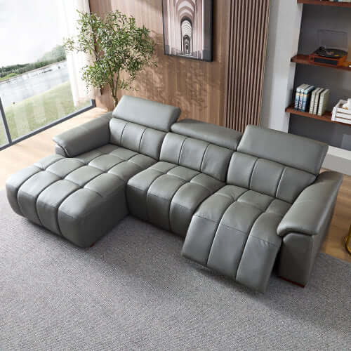 Modern Leather Chaise Sofa Sectional 113" (2 Colors)