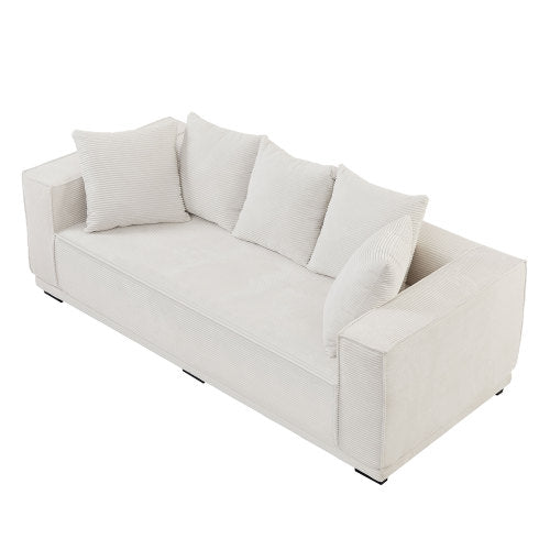 MCM Box Arm Corduroy Upholstered Sofa 89"