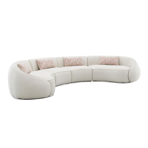 Sahara Beige Boucle Curved Modular Sectional Sofa (2 Sizes)