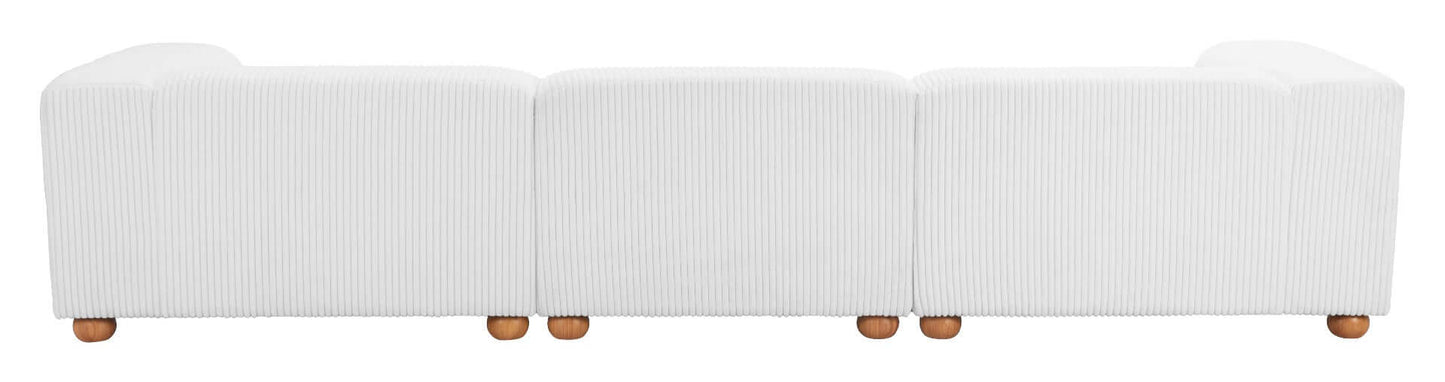 Tayte White Corduroy Deep Seated Modular Sofa 150'