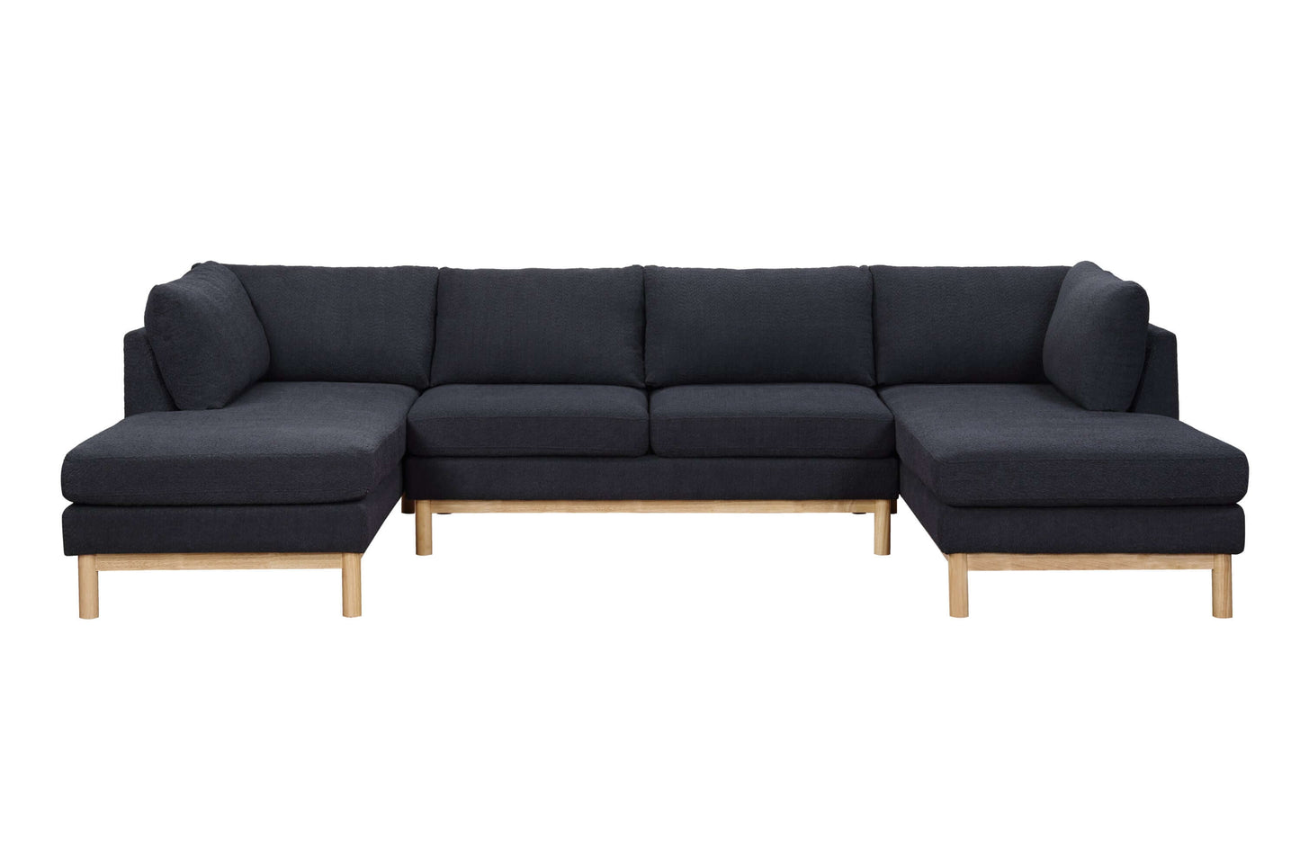 Hallie Black Sherpa Dual Chaise Sectional Sofa 124" β Modern Cozy Sherpa Sectional with plush comfort and wood accents.