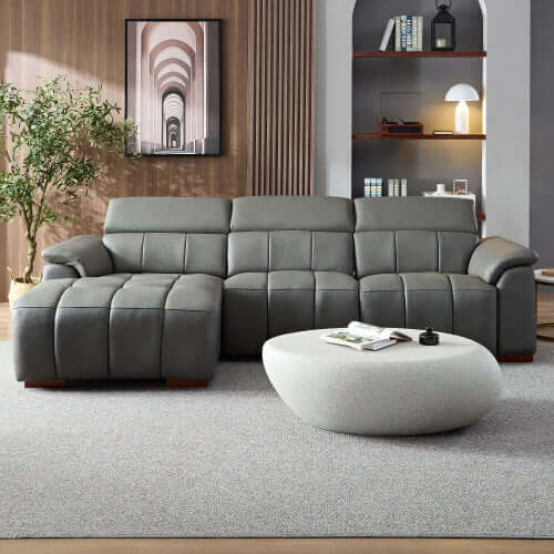 Modern Leather Chaise Sofa Sectional 113" (2 Colors)