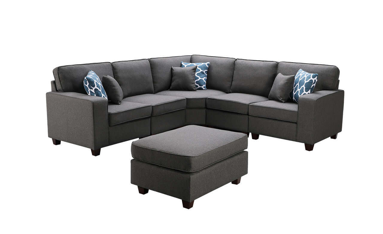 Sonoma Modular Linen Corner Sectional Sofa and Ottoman 98" - Revel Sofa