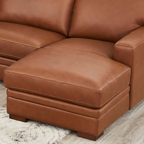 Dillon MCM Leather Chaise Corner Sectional 136"