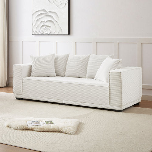 MCM Box Arm Corduroy Upholstered Sofa 89"