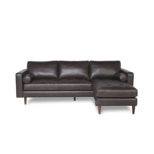 MCM Tufted Leather Sectional Sofa Reversible Chaise 101'