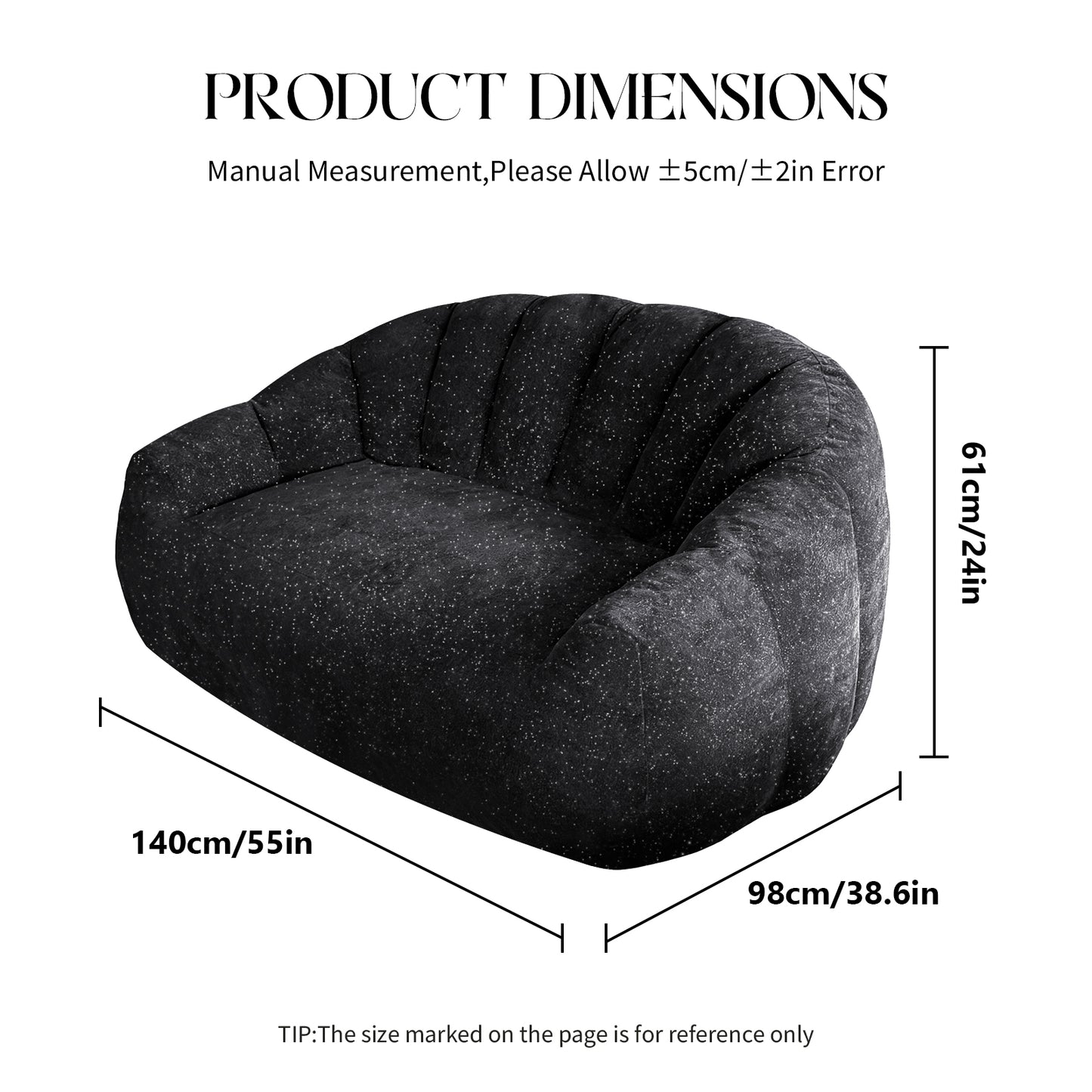 Ursin Oversized Bear Paw Bean Bag Sofa – 55" Faux Fur Lounge Chair - Black (7)