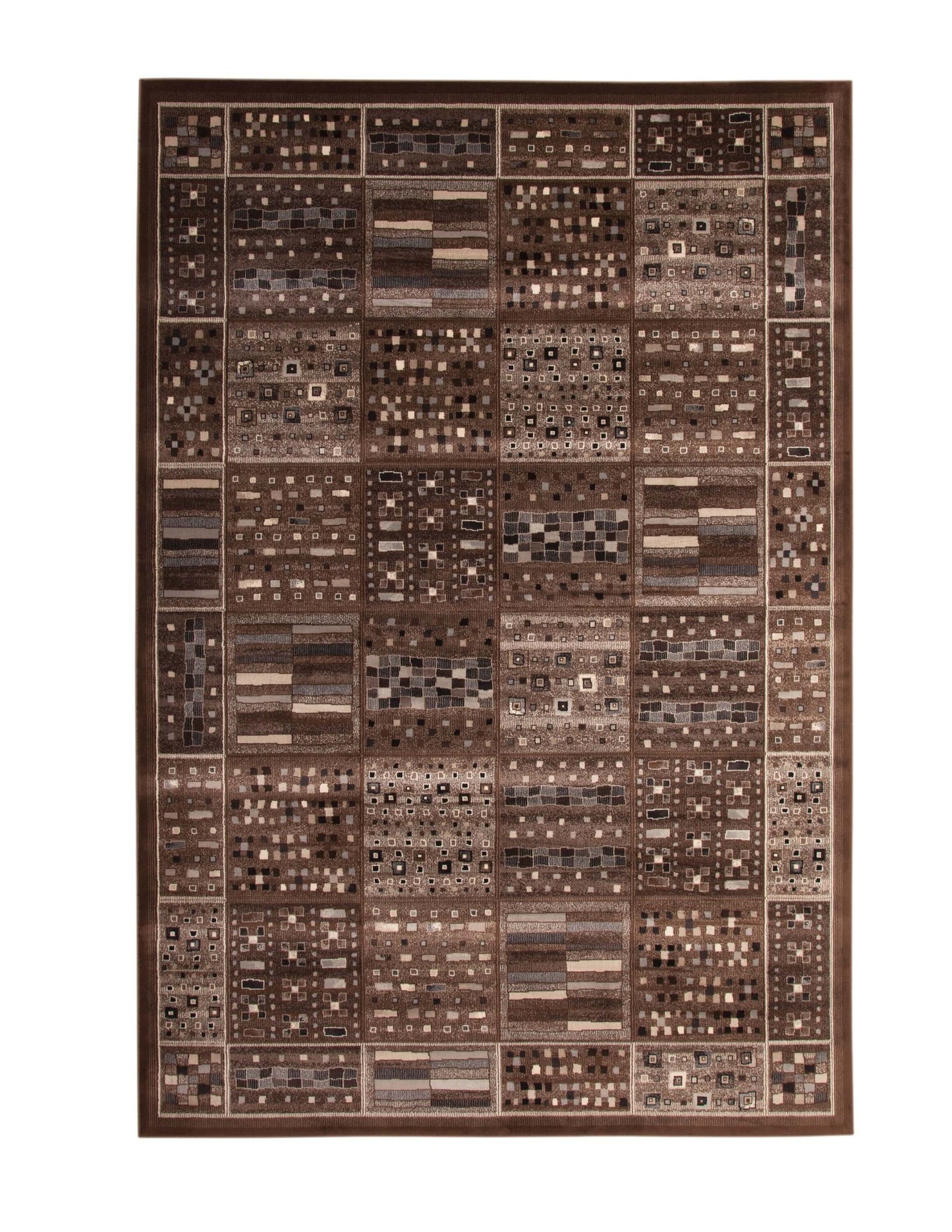 Drexel Chocolate Viscose Area Rug 8x10 showcasing rich brown tones and intricate geometric patterns.