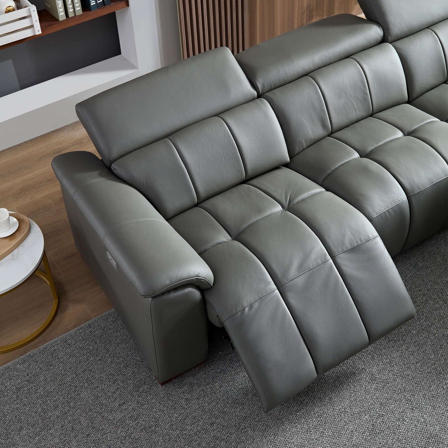 Modern Leather Chaise Sofa Sectional 113" (2 Colors)