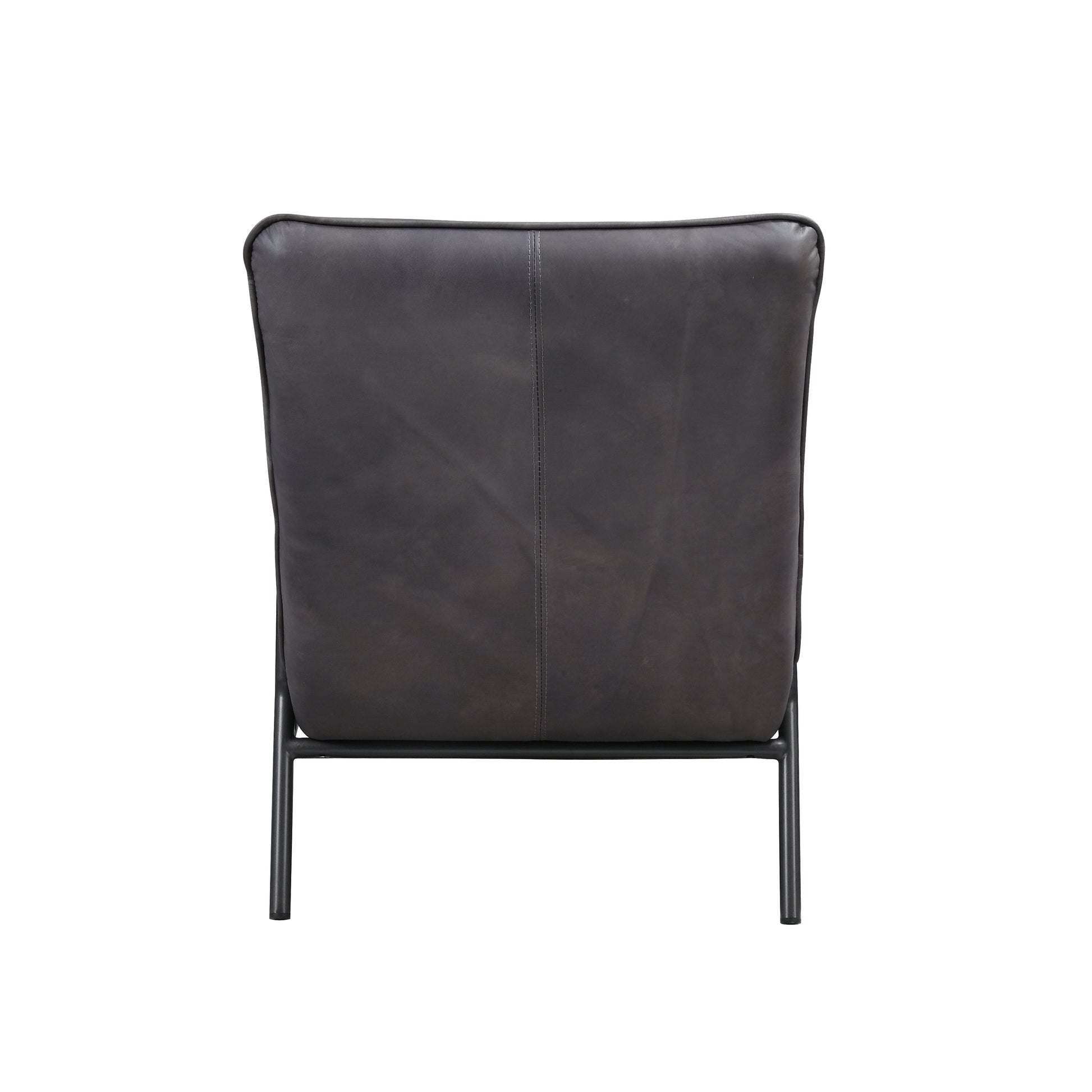 Nignu Accent Lounge Chair, Top Grain Channel Tufted Leather & Matte Iron Base - Revel Sofa