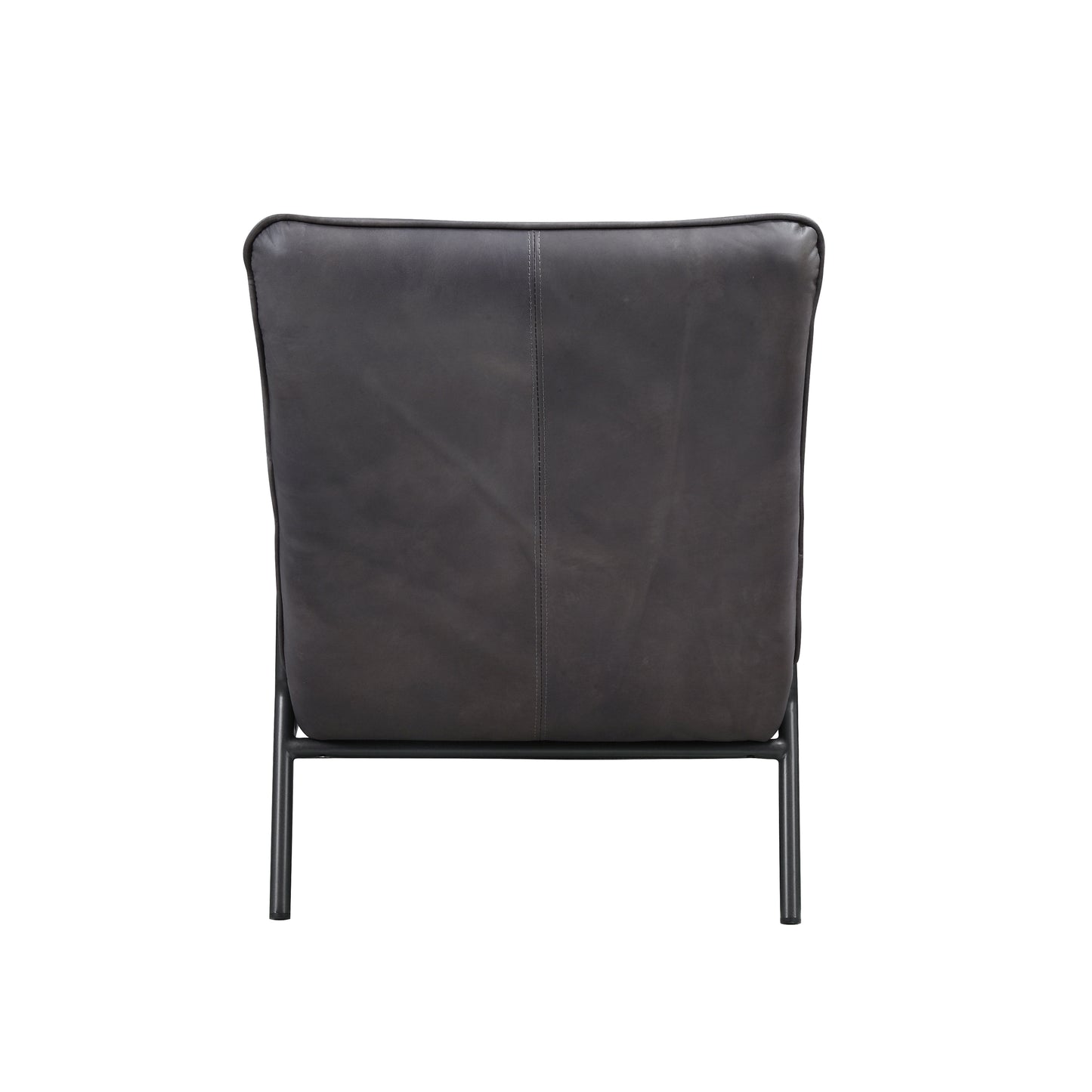 Nignu Accent Lounge Chair, Top Grain Channel Tufted Leather & Matte Iron Base - Revel Sofa