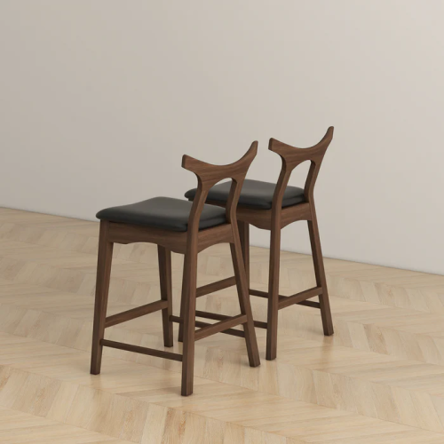 Sillas de bar Mid-Century modernas de madera maciza 'Hester' (juego de 2)