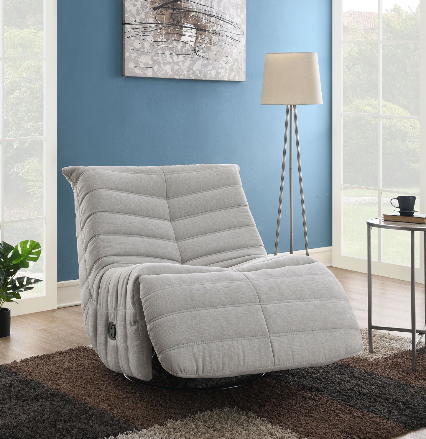 Talmon Gray Chenille Swivel Glider Recliner