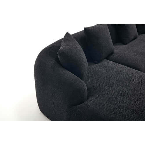 Boneless Modular Chenille Sectional Sofa – 99” Curved Chaise Compression Couch (White) with plush pillows.