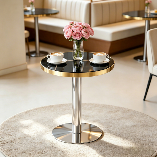Cosima Round Bistro Table in Black & Gold