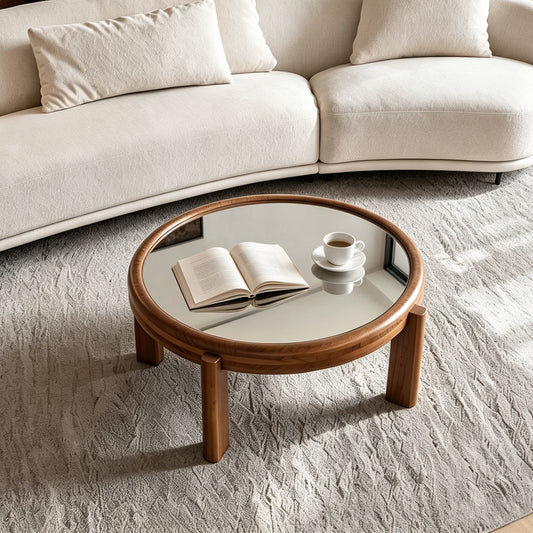 Leda Mirrored Top Round Coffee Table