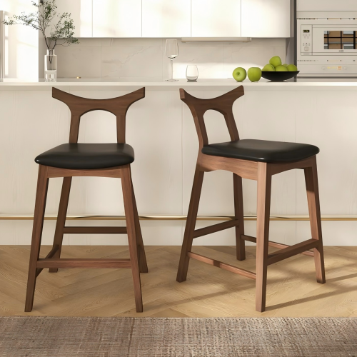 Sillas de bar Mid-Century modernas de madera maciza 'Hester' (juego de 2)