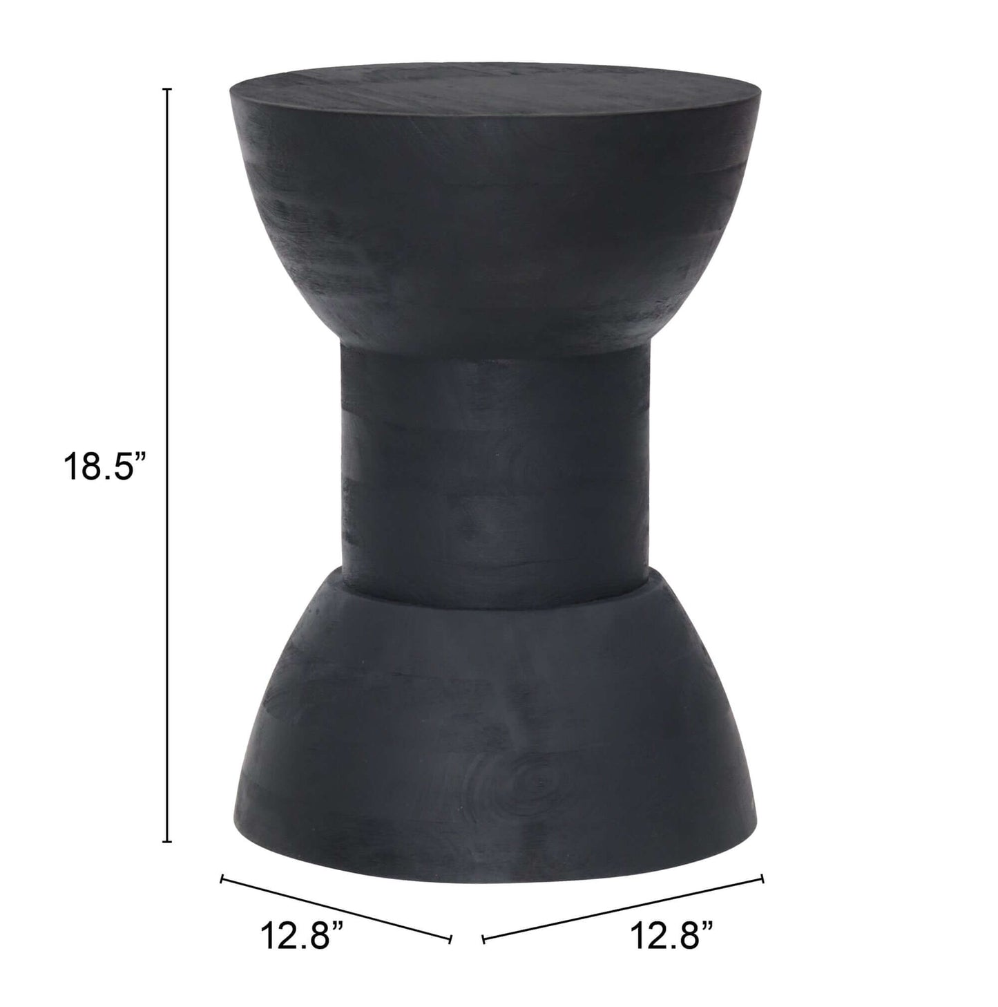 Wisdom Solid Wood Round Side Table, Black 13" - Revel Sofa