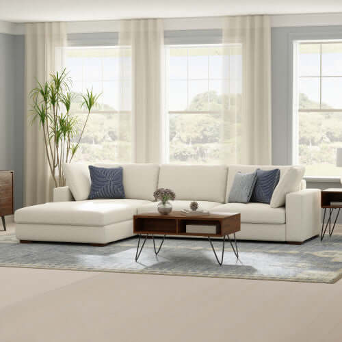 Charlie Modern Deep Seat Sectional Chaise Sofa 122"