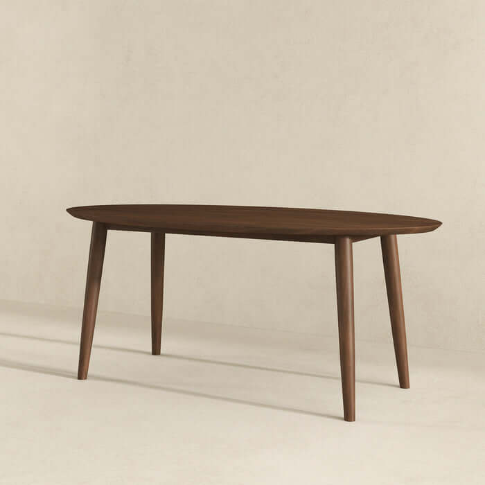 Ada MCM Solid Wood Oval Top Dining Table, mid-century modern design, solid wood construction, 67-inch table, durable and stylish.