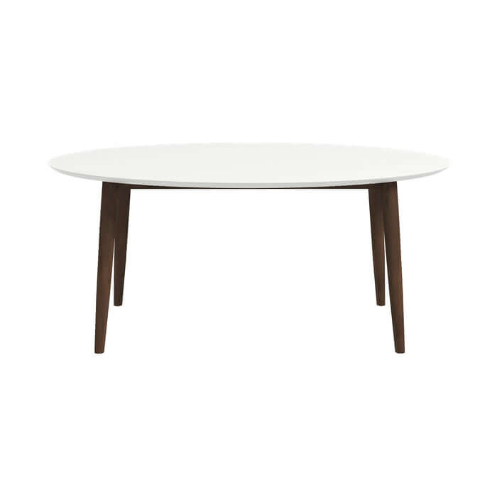 Ada MCM Solid Wood Oval Top Dining Table 67" in mid-century modern design, featuring durable wood construction and versatile oval tabletop.