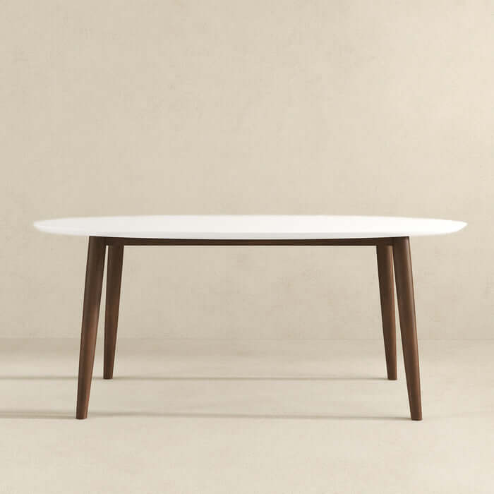 Ada MCM Solid Wood Oval Top Dining Table 67" with Mid-Century Modern Design