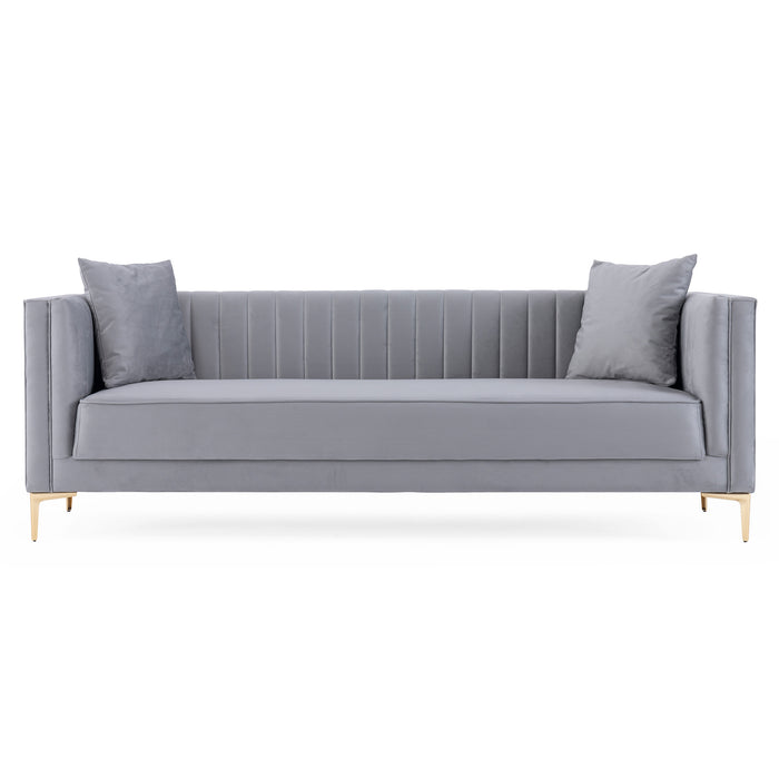 Angelina Midcentury Channel Tufted Sofa 84" (6 Colors)