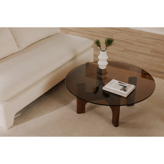 Luke Coffee Table – 42" Round Amber Glass Coffee Table (7)