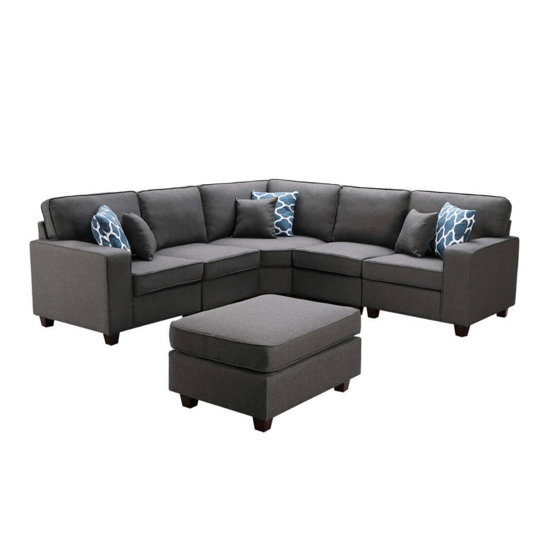 Sonoma Modular Linen Corner Sectional Sofa and Ottoman 98" - Revel Sofa