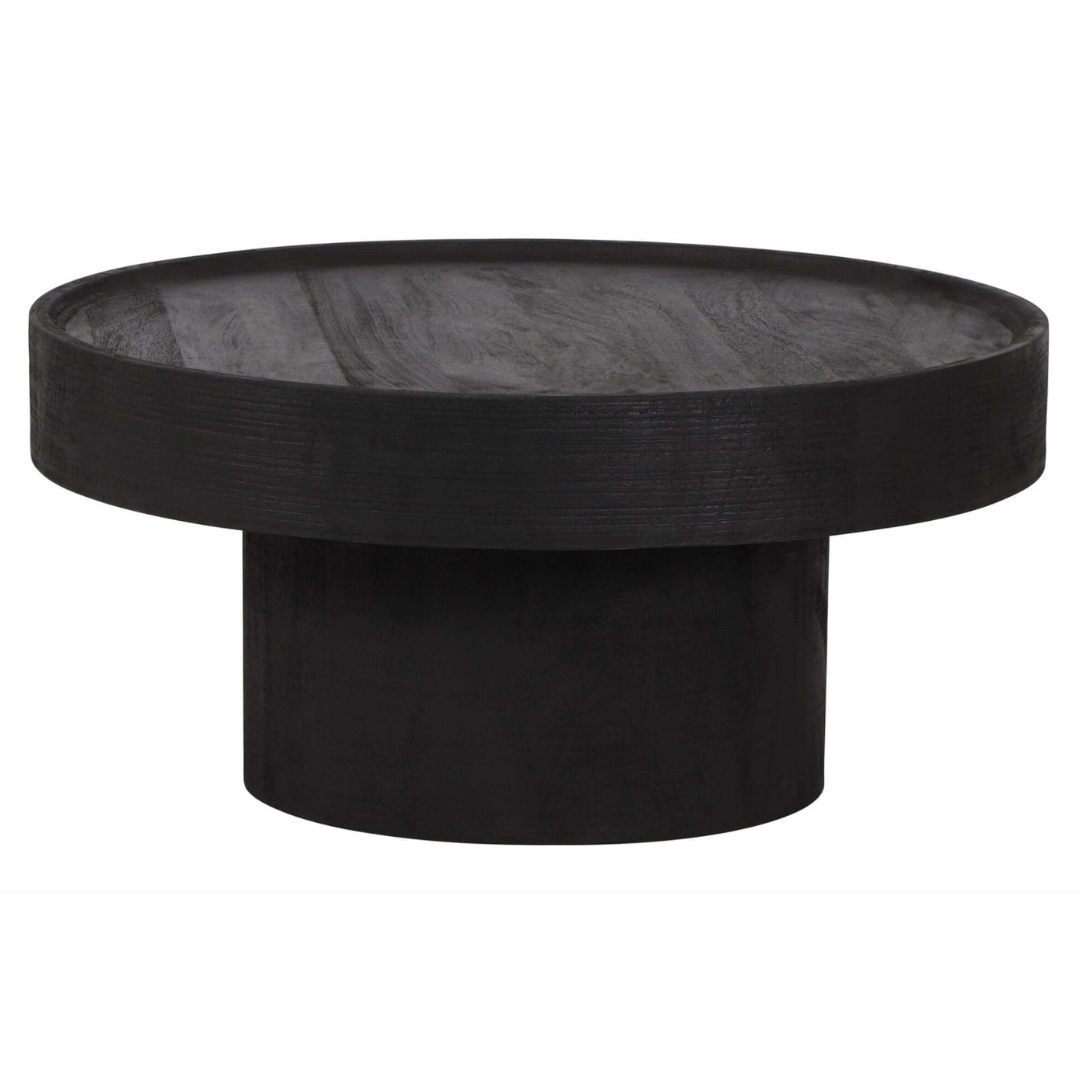 Watson Round Minimalist Wood Center Coffee Table, Black - Revel Sofa