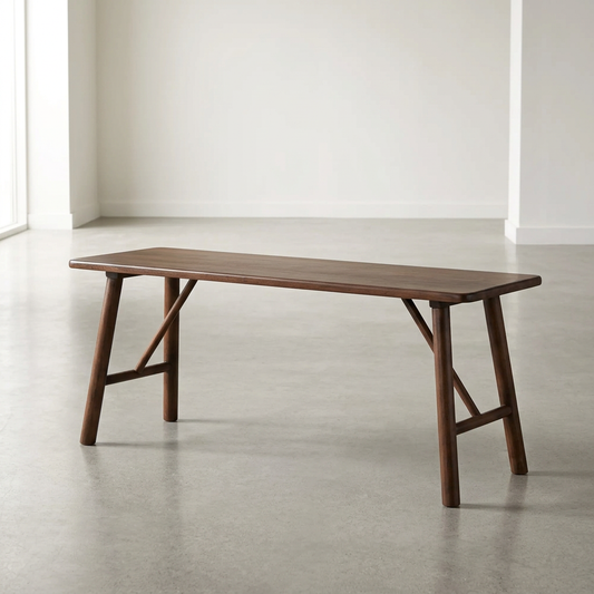 Molly Solid Wood Bench – 47” Walnut Finish Mid-Century Bench (Minimalist Seating)