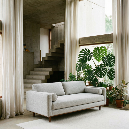 Morrison MCM Fabric Sofa 89" – Modern Mid-Century Upholstered Couch (2 Colors)