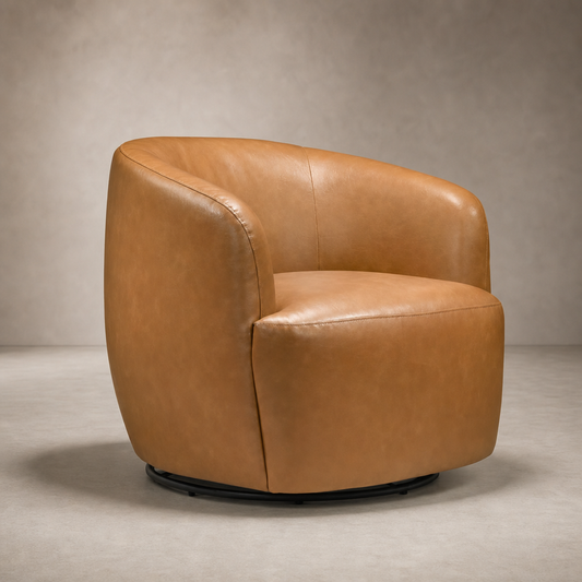 Tan Vegan Leather Swivel Chair
