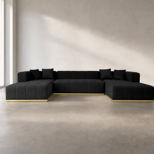 Nolan Tufted Velvet U-Shape Dual Chaise Sectional Sofa 145" – Luxury Velvet Sectional (2 Colors)