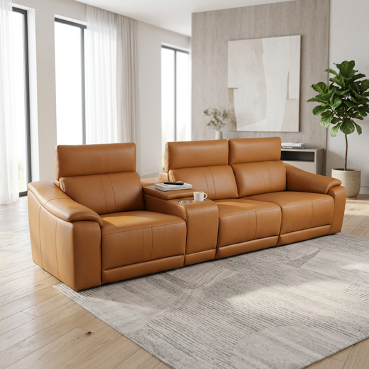 118" Modular Leather Recliner Sectional Sofa