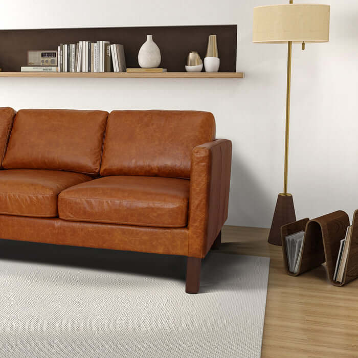 Memphis MCM Cognac Buffalo Leather Sofa 83"
