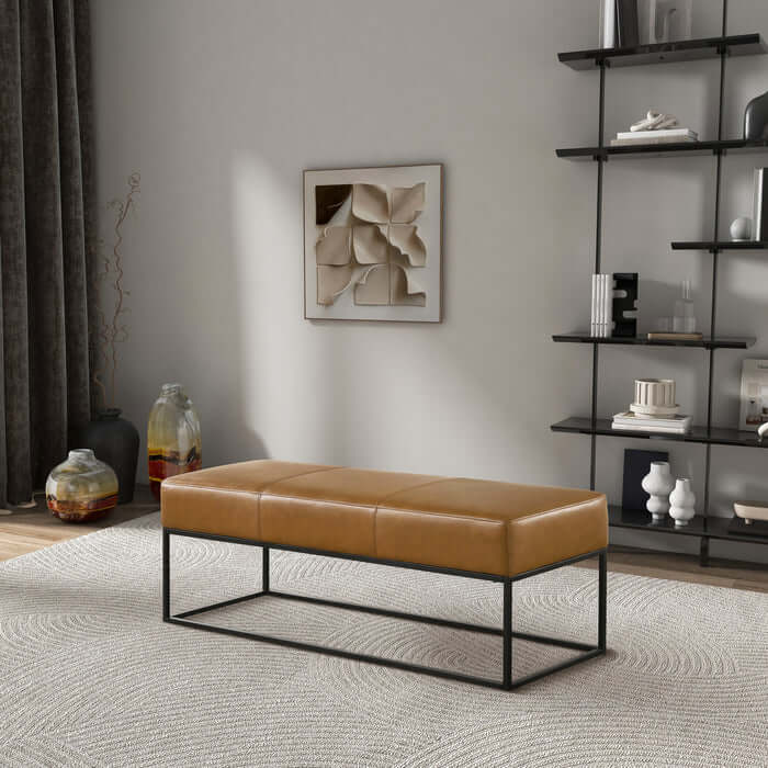 Odessa Genuine Leather Bench 48"